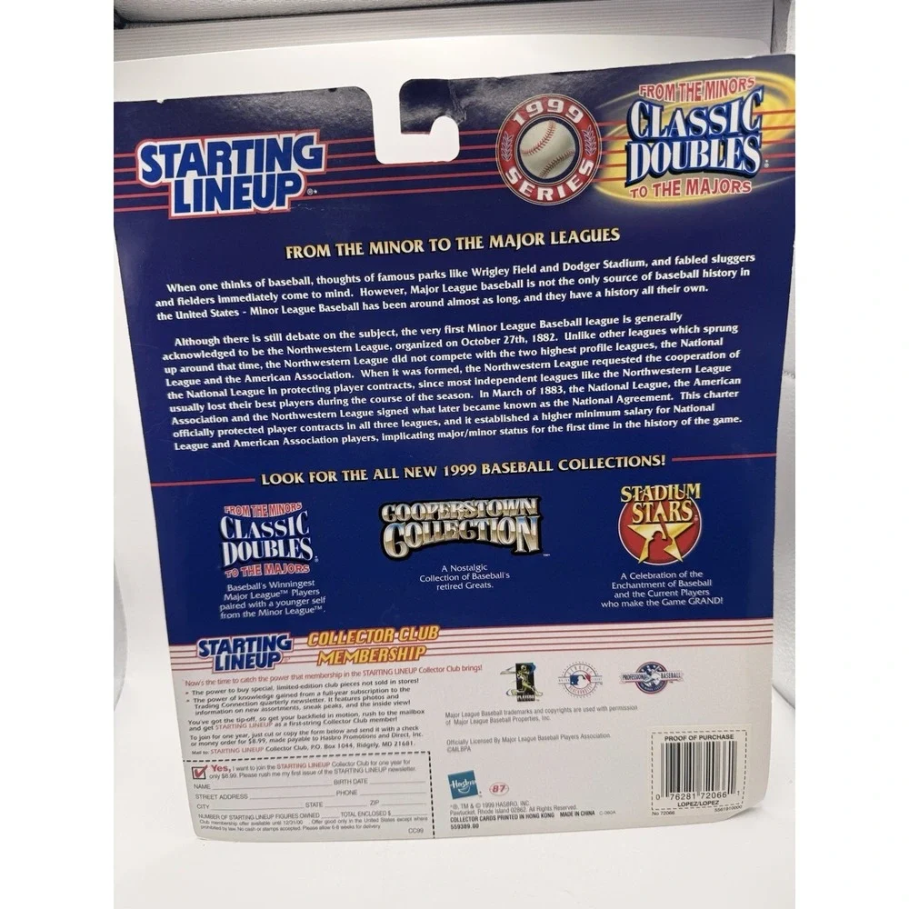 Starting Lineup Classic Doubles 1999 Series Javier Lopez Minors to Majors New - Picture 2 of 5
